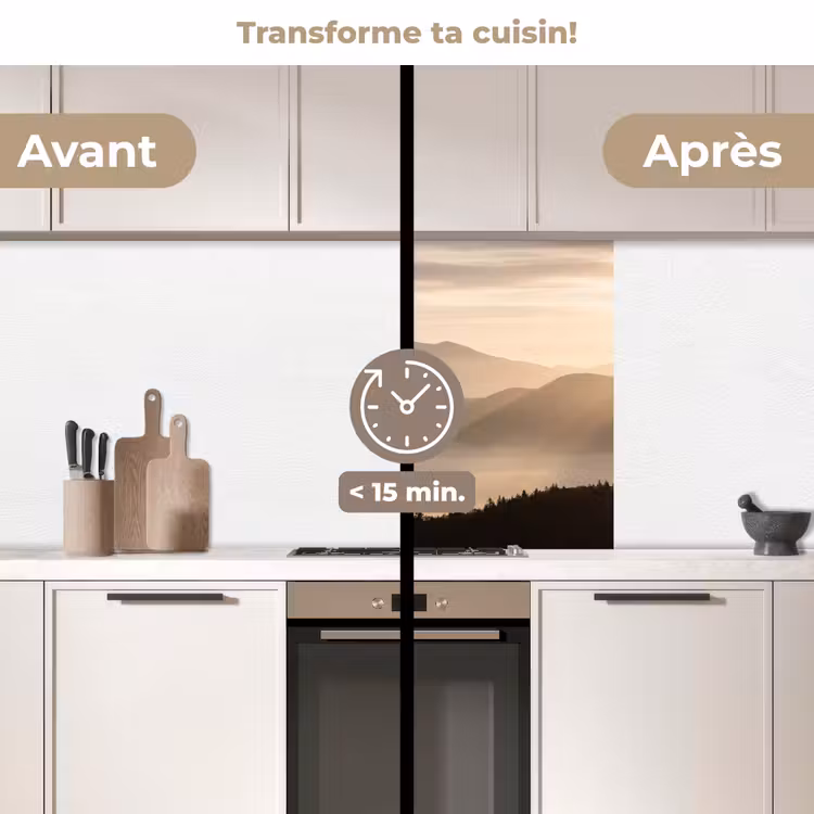 Crédence cuisine - Montagnes - Brouillard - Rayons de soleil — 2