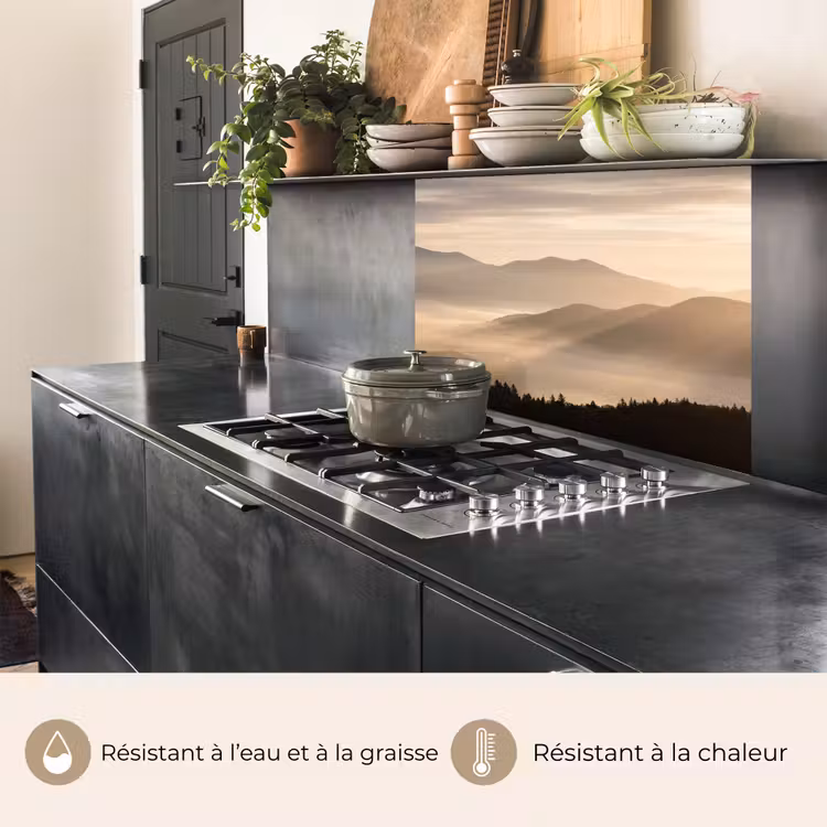 Crédence cuisine - Montagnes - Brouillard - Rayons de soleil — 4