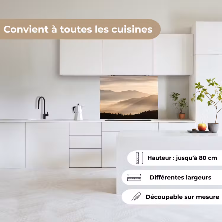 Crédence cuisine - Montagnes - Brouillard - Rayons de soleil — 6