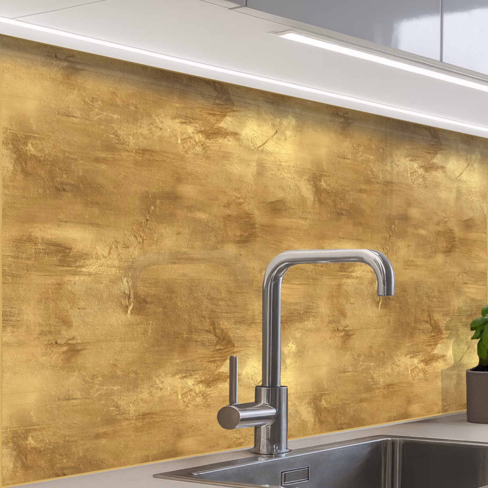 Crédence cuisine - Industriel - Texture - Or — 1