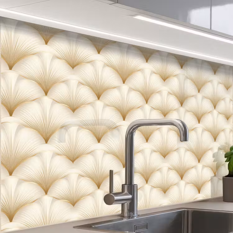 Crédence cuisine - Eventail - Motif - Or — 1