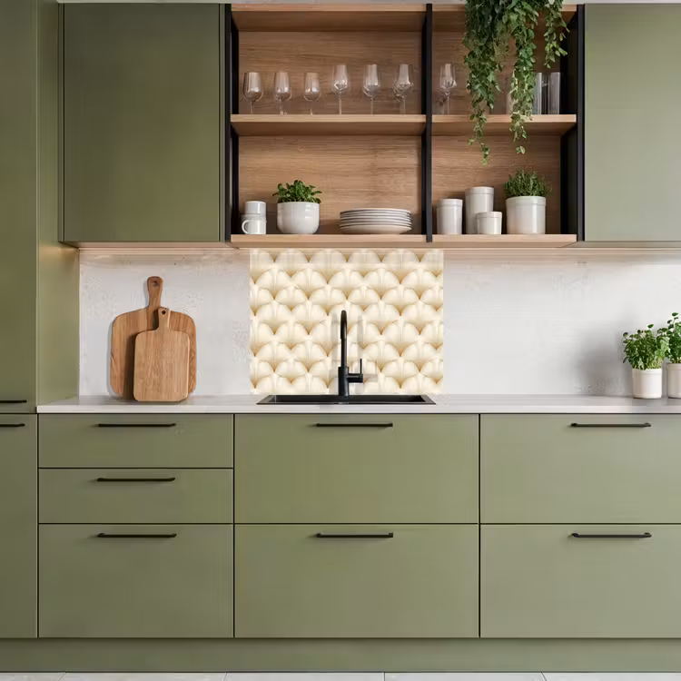 Crédence cuisine - Eventail - Motif - Or — 7
