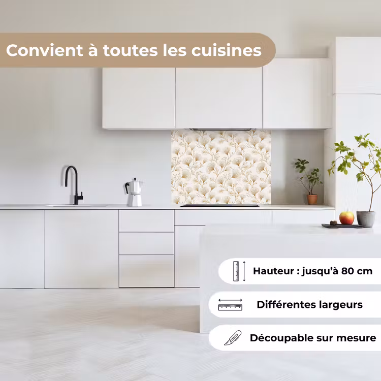 Crédence cuisine - Ginkgo - Branches - Or — 6
