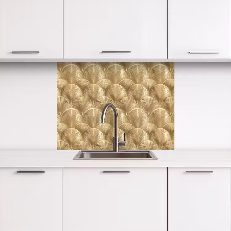 Crédence cuisine - Motif - Eventail - Or — 3