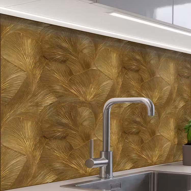 Crédence cuisine - Organic - Lines - Gold — 1