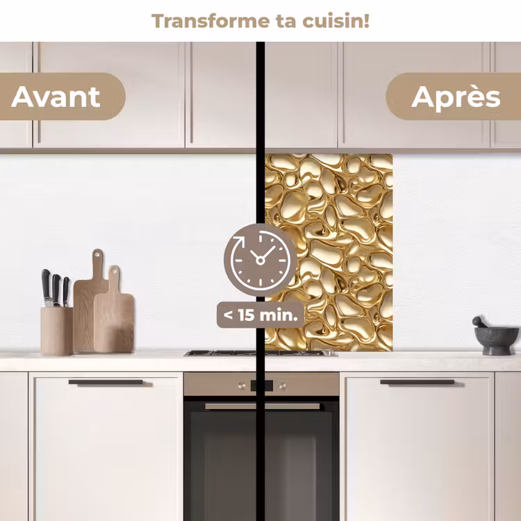 Crédence cuisine - Abstrait - Moderne - Or — 2