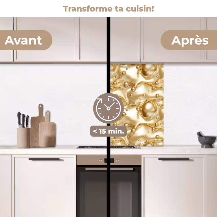 Crédence cuisine - Liquide - Gouttes - Or — 2