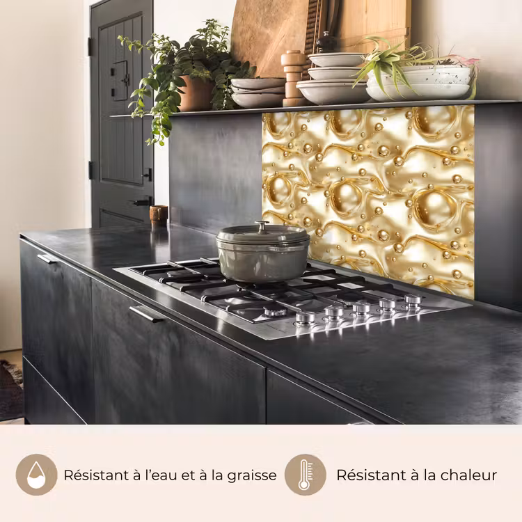 Crédence cuisine - Liquide - Gouttes - Or — 4