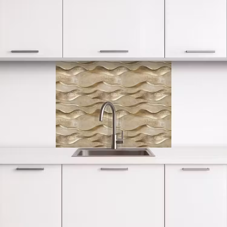 Crédence cuisine - Vagues - Motif - Or — 3