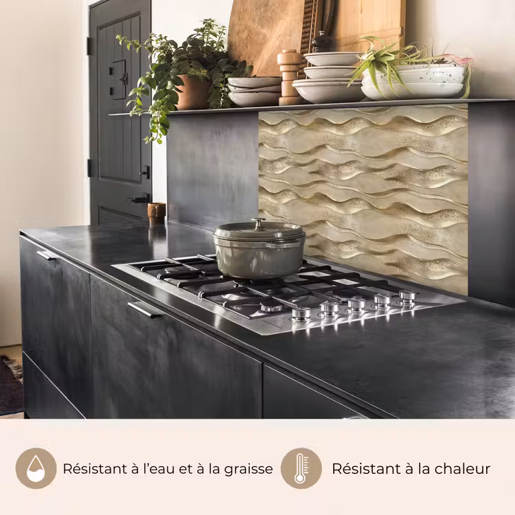 Crédence cuisine - Vagues - Motif - Or — 4