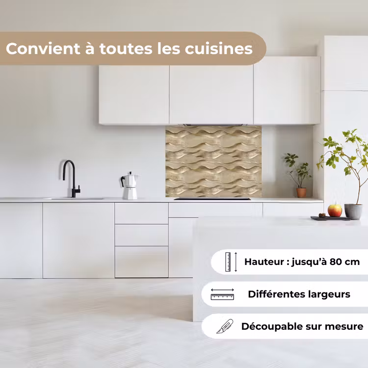 Crédence cuisine - Vagues - Motif - Or — 6