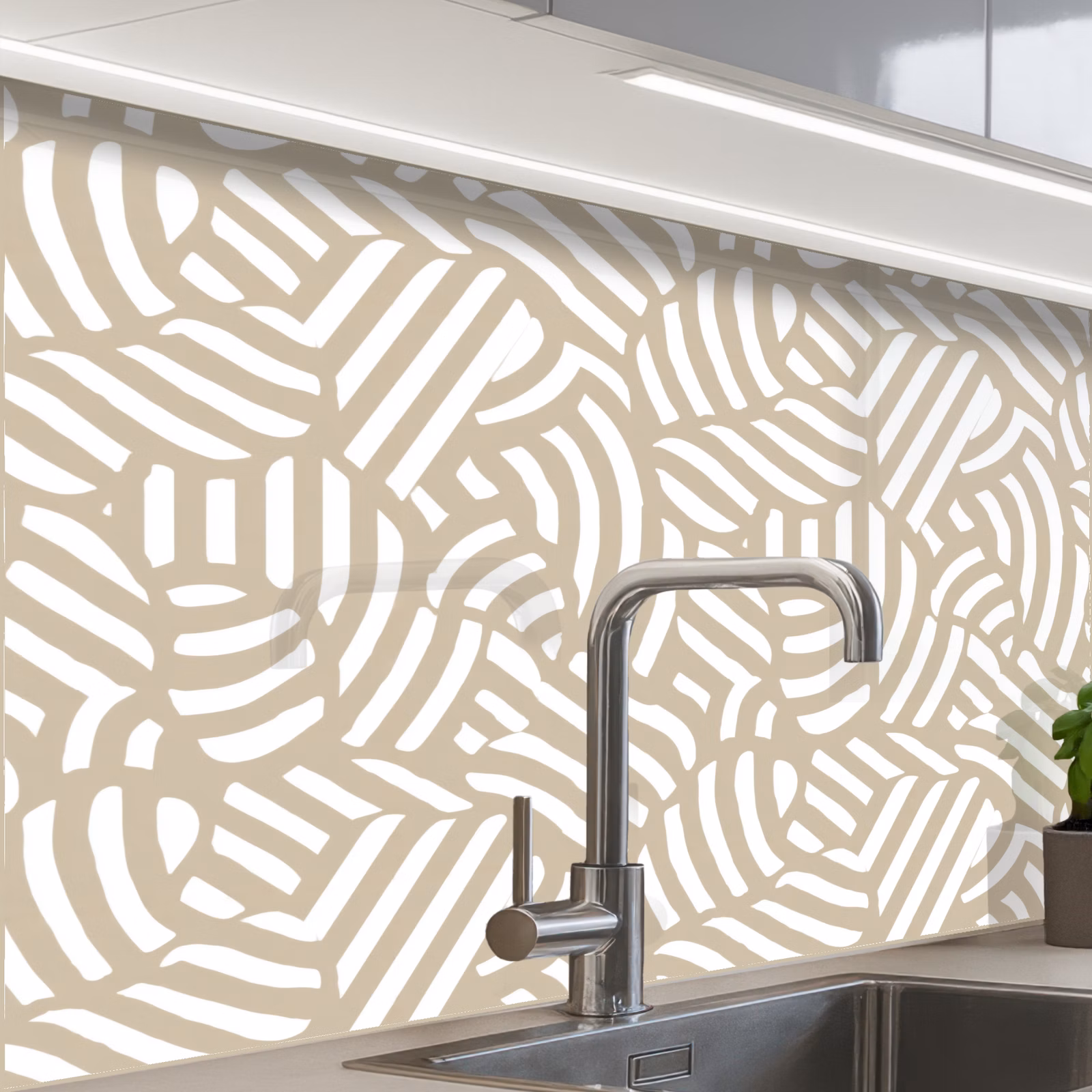 Crédence cuisine - Abstrait - Moderne - Beige — 1