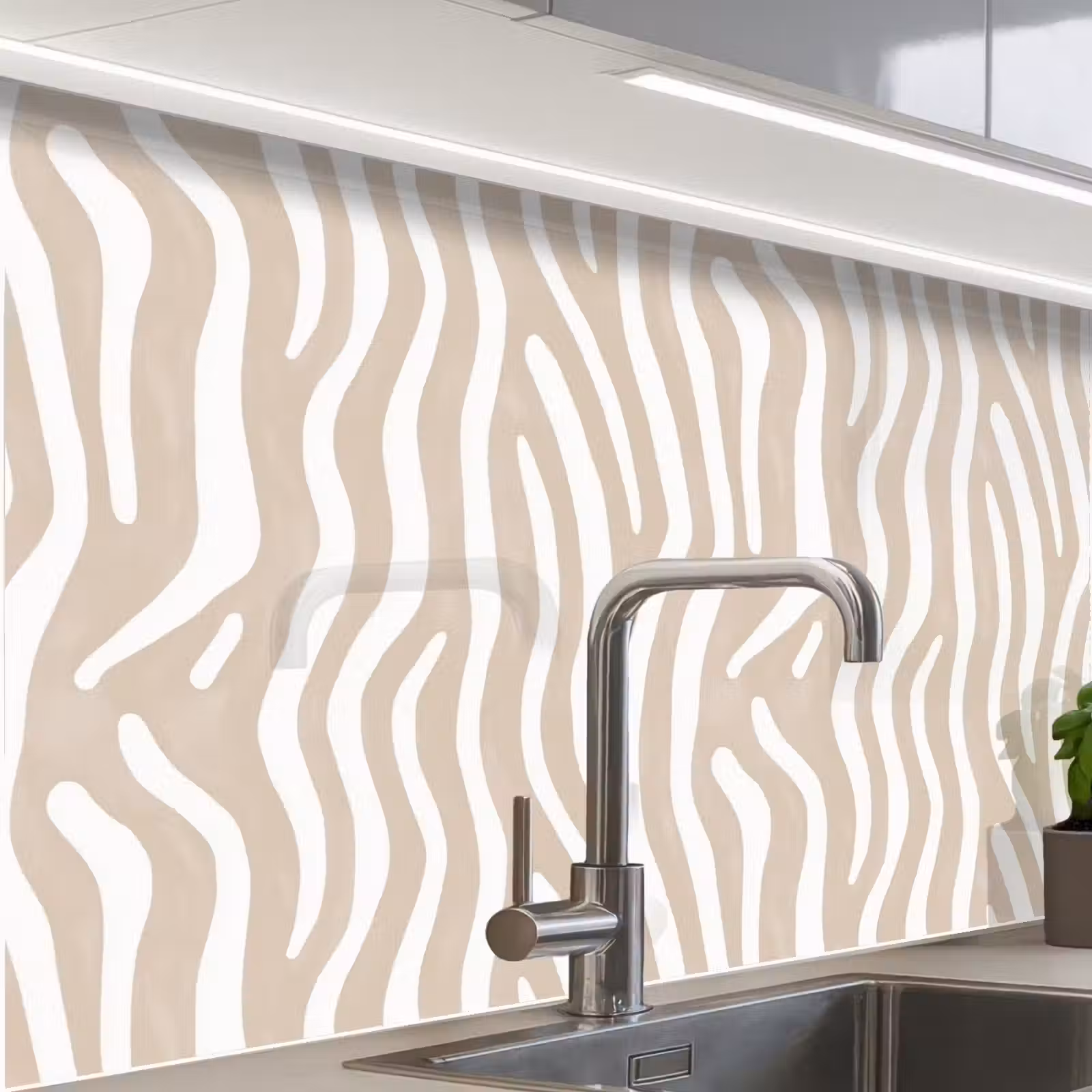 Crédence cuisine - Abstrait - Zèbre - Beige — 1