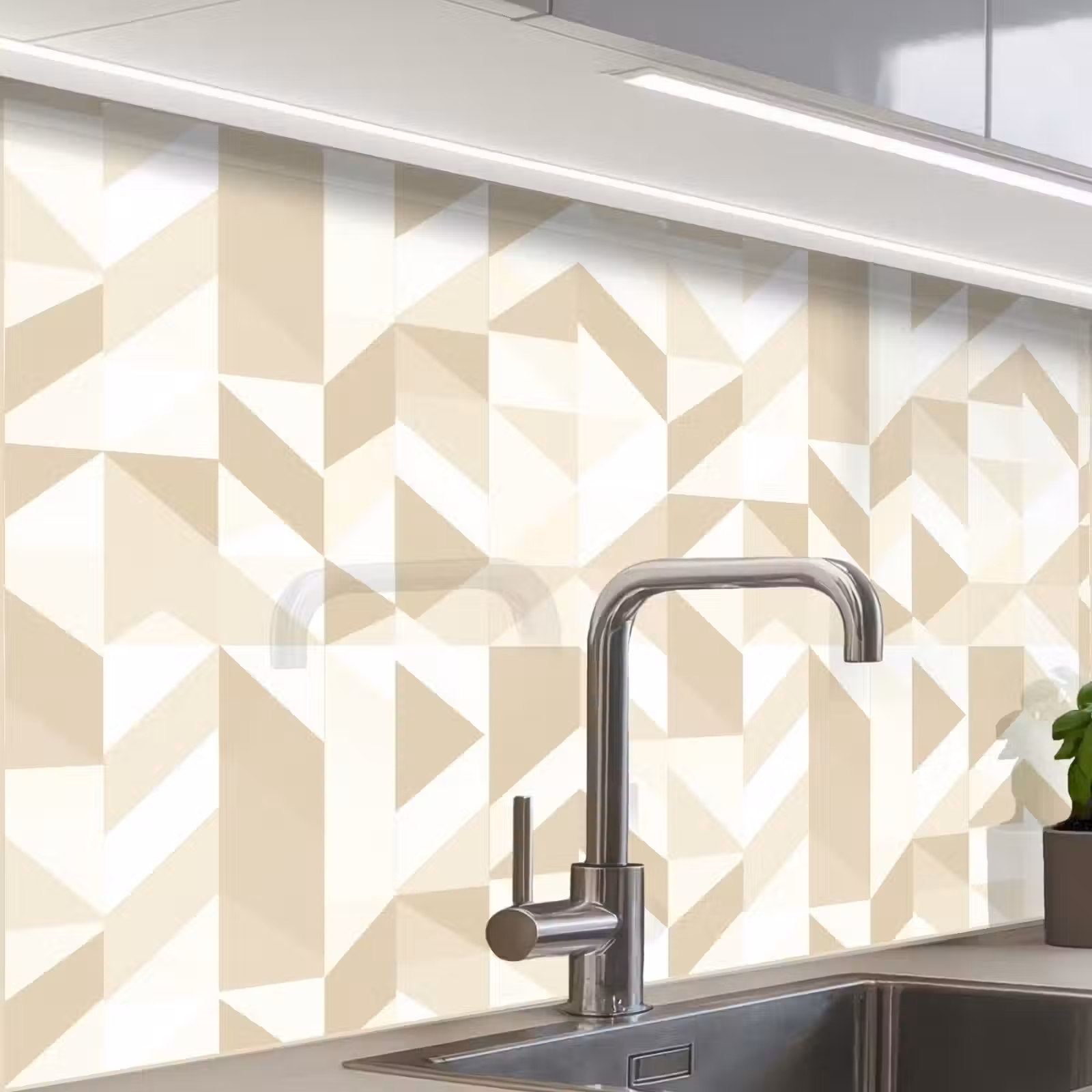 Crédence cuisine - Moderne - Abstrait - Beige — 1