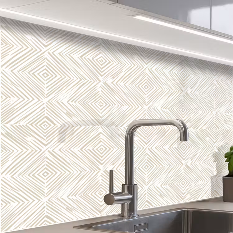 Crédence cuisine - Abstrait - Diamants - Beige — 1