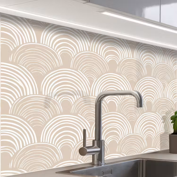 Crédence cuisine - Ondes - Texture - Beige — 1