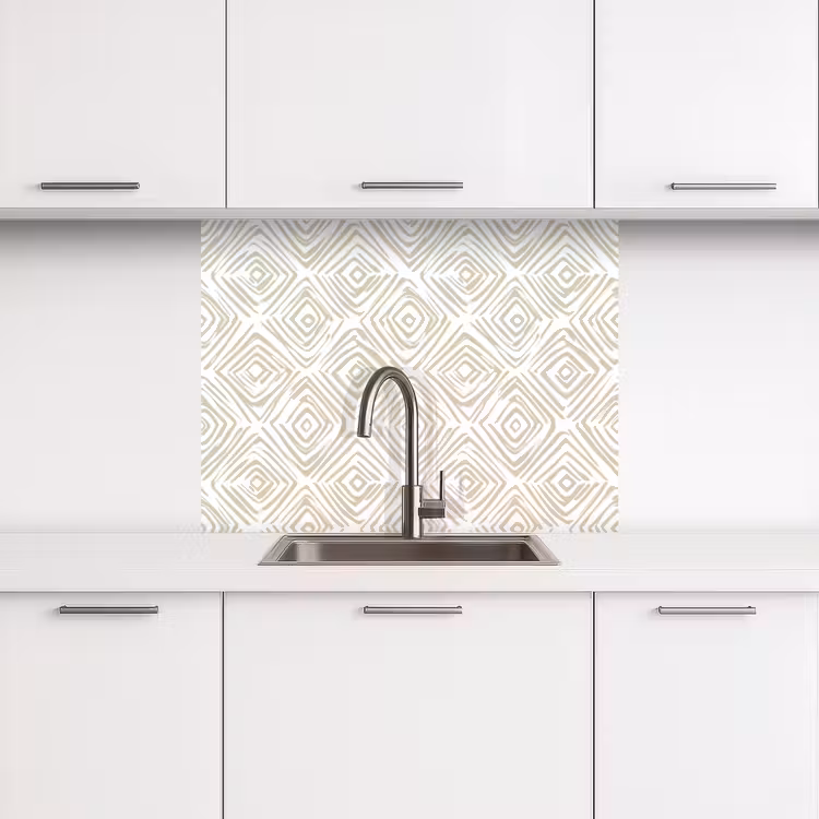 Crédence cuisine - Abstrait - Plaid - Beige — 3