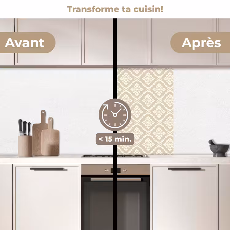 Crédence cuisine - Floral - Ornement - Beige — 2