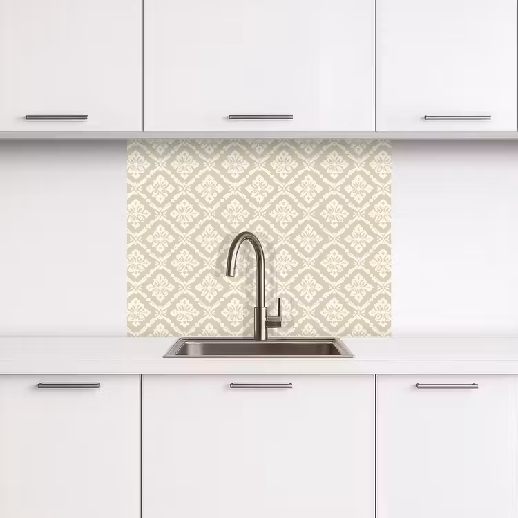 Crédence cuisine - Floral - Ornement - Beige — 3