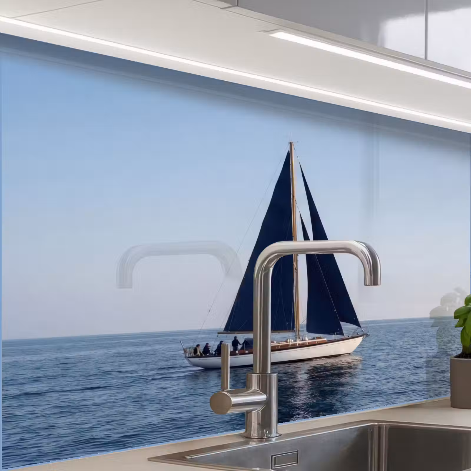 Crédence cuisine - Voilier - Mer - Bleu — 1