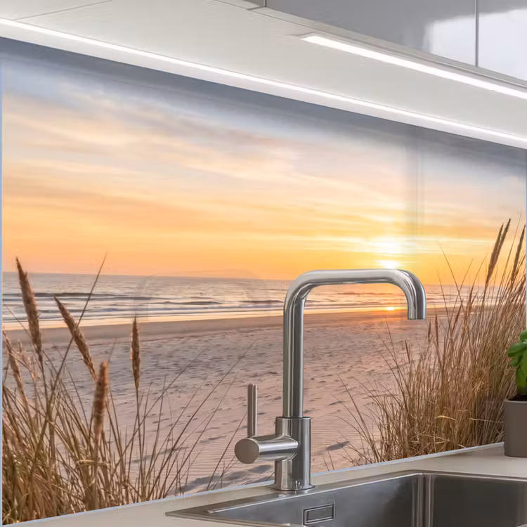 Crédence cuisine - Coucher de soleil - Dunes - Mer — 1