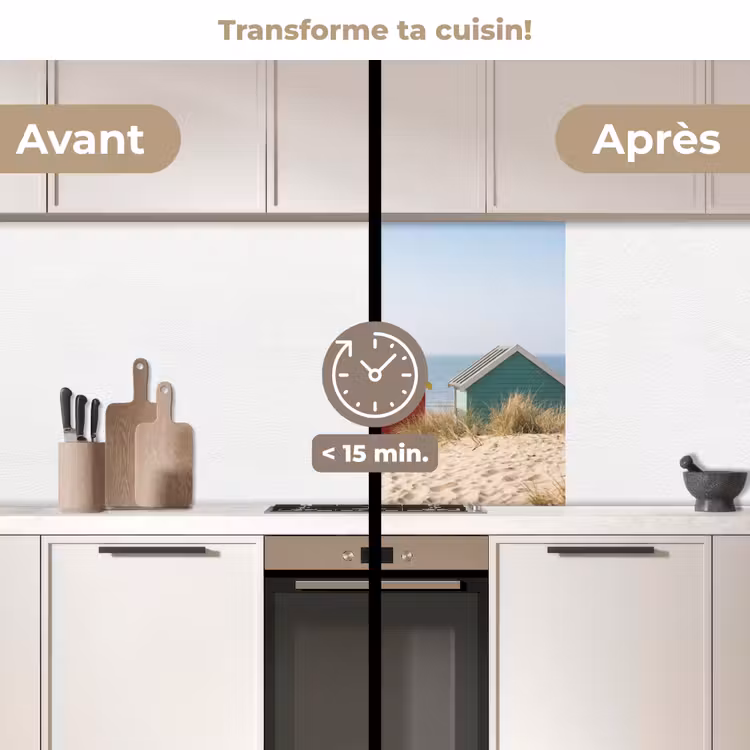 Crédence cuisine - Plage - Chalets - Coloré - Dunes — 2