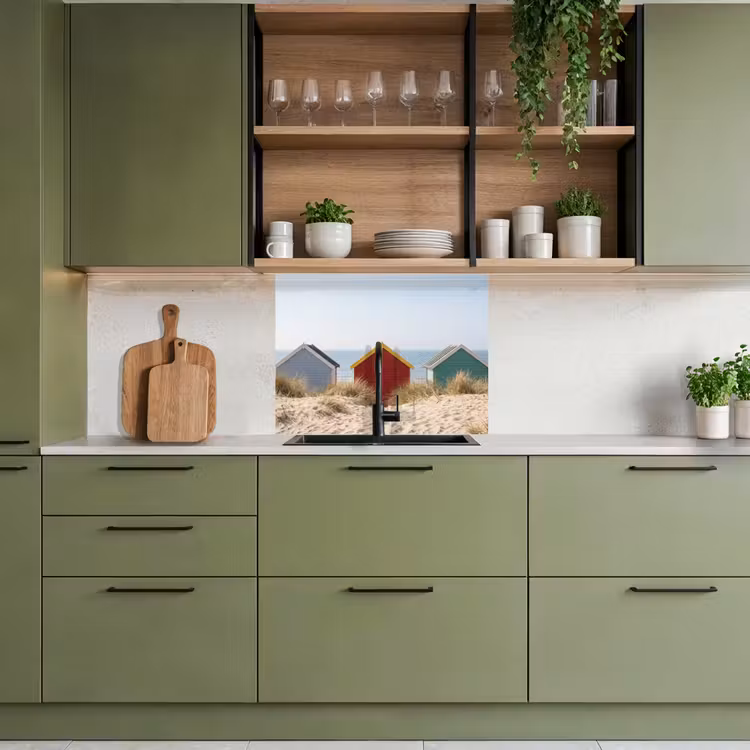 Crédence cuisine - Plage - Chalets - Coloré - Dunes — 7