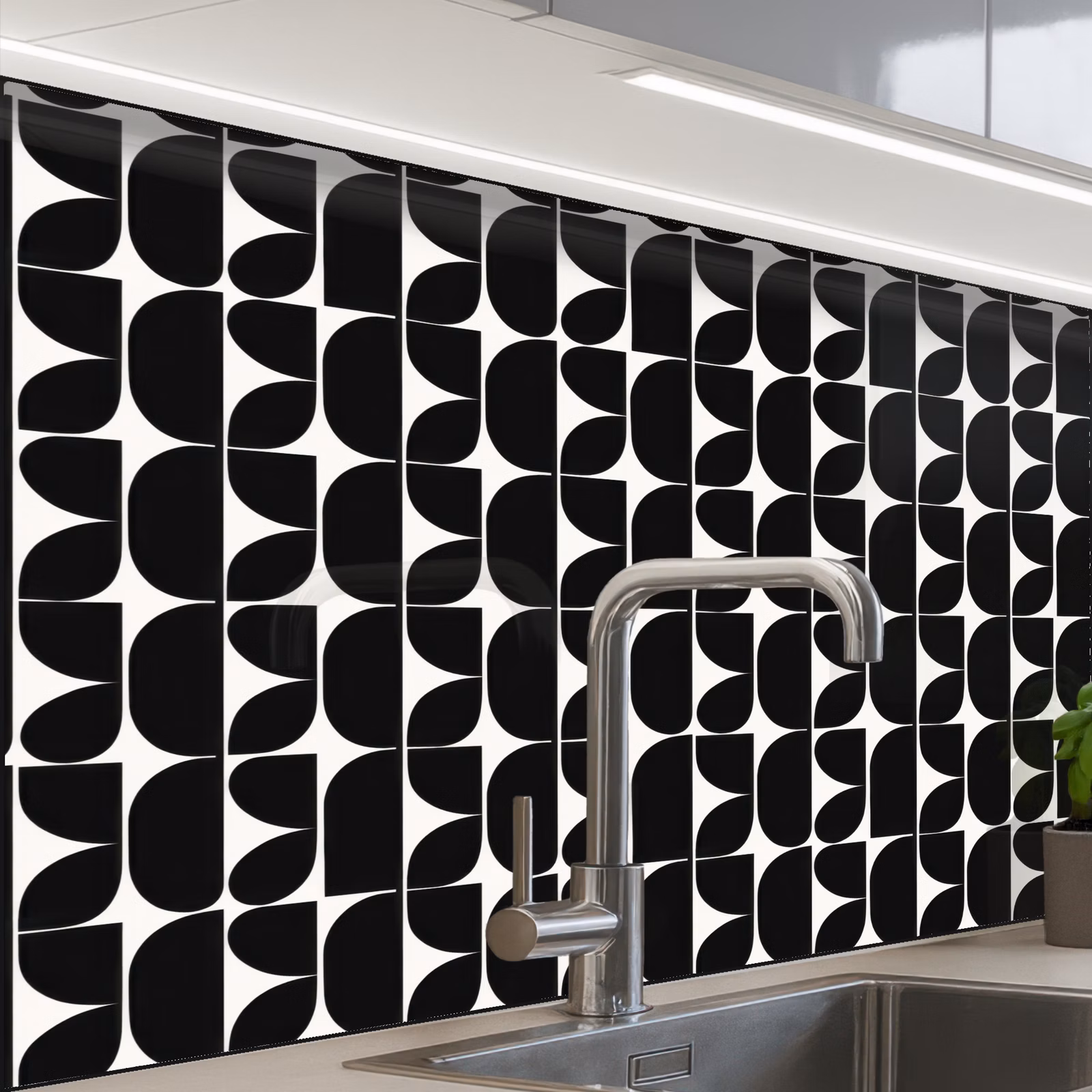Crédence cuisine - Moderne - Géométrique - Noir — 1