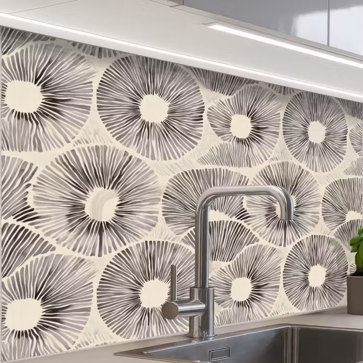 Crédence cuisine - Cercles - Motif - Noir — 1