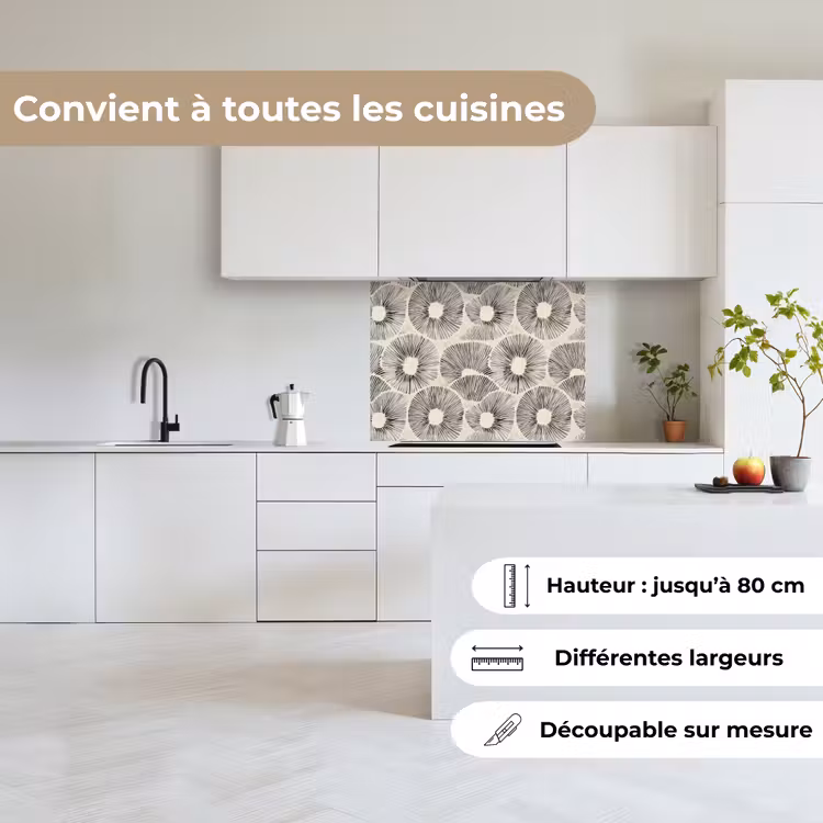 Crédence cuisine - Cercles - Motif - Noir — 6