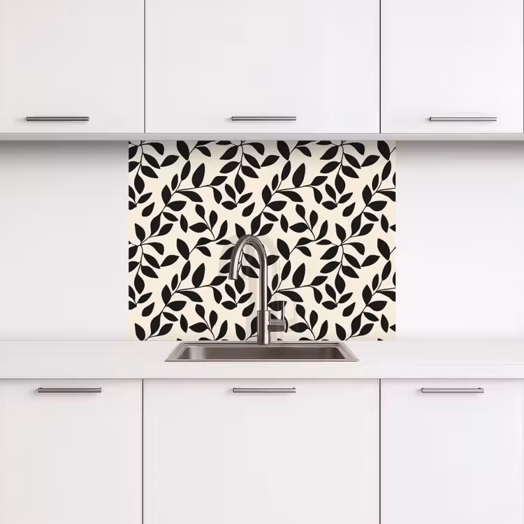 Crédence cuisine - Elégant - Motif - Noir - Beige — 3