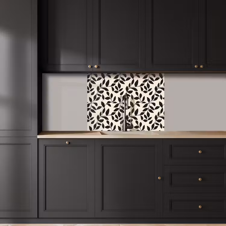 Crédence cuisine - Elégant - Motif - Noir - Beige — 5