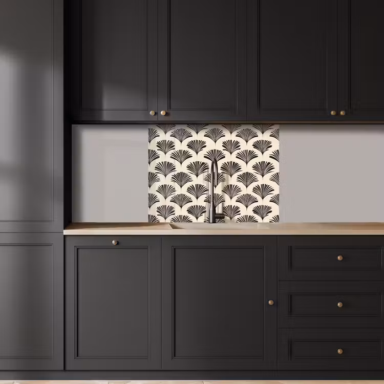 Crédence cuisine - Eventails - Botanique - Noir - Beige — 5