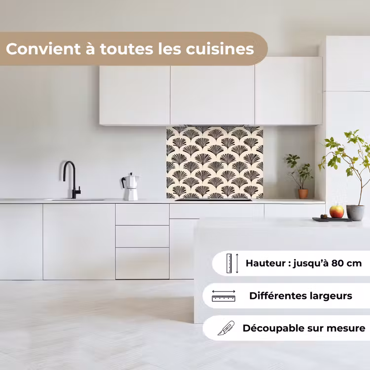 Crédence cuisine - Eventails - Botanique - Noir - Beige — 6