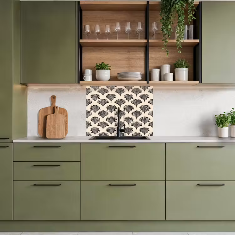 Crédence cuisine - Eventails - Botanique - Noir - Beige — 7