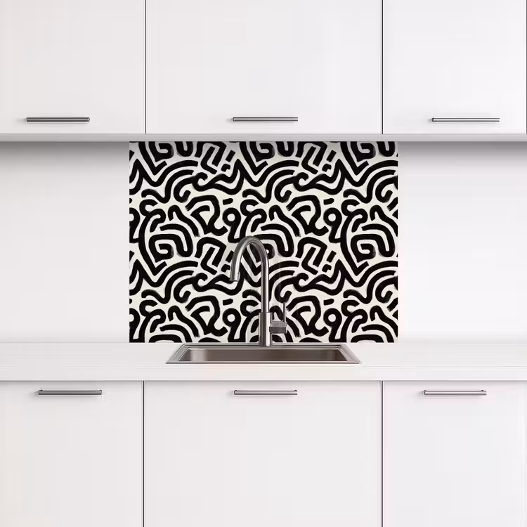 Crédence cuisine - Moderne - Abstrait - Noir — 3