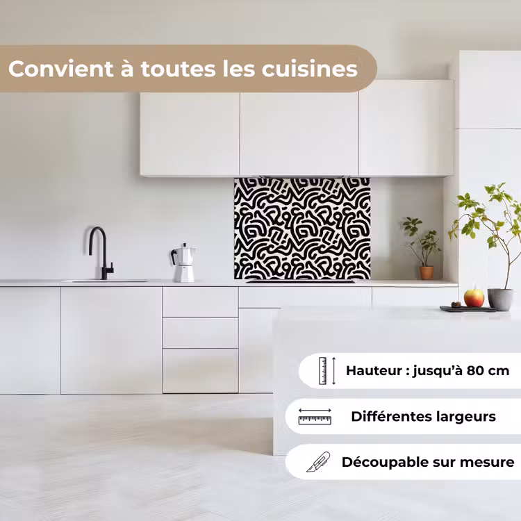 Crédence cuisine - Moderne - Abstrait - Noir — 6