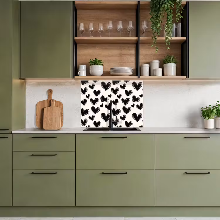 Crédence cuisine - Coeurs - Motif - Noir — 7