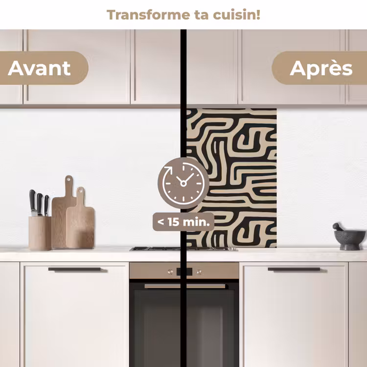 Crédence cuisine - Graphique - Lignes - Noir — 2