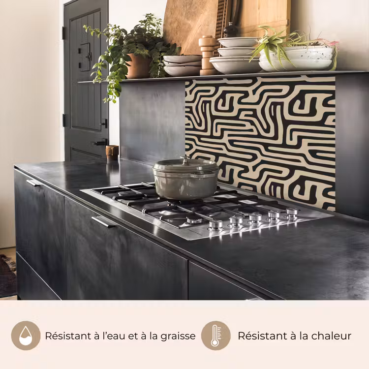 Crédence cuisine - Graphique - Lignes - Noir — 4