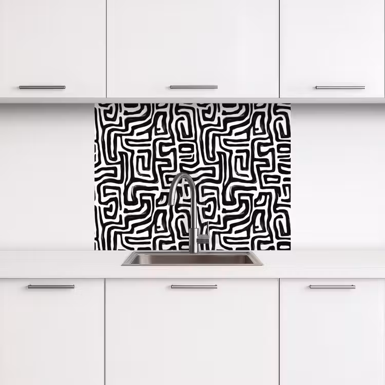 Crédence cuisine - Graphique - Lignes - Noir et blanc — 3