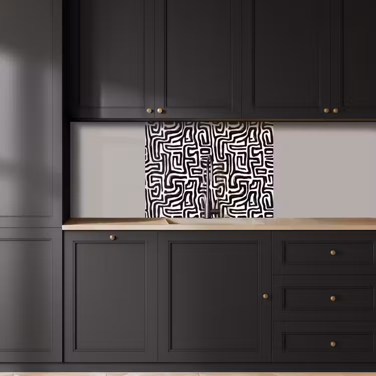 Crédence cuisine - Graphique - Lignes - Noir et blanc — 5