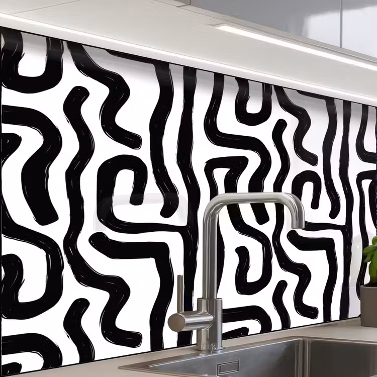 Crédence cuisine - Moderne - Lignes - Noir — 1