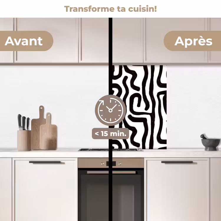 Crédence cuisine - Moderne - Lignes - Noir — 2
