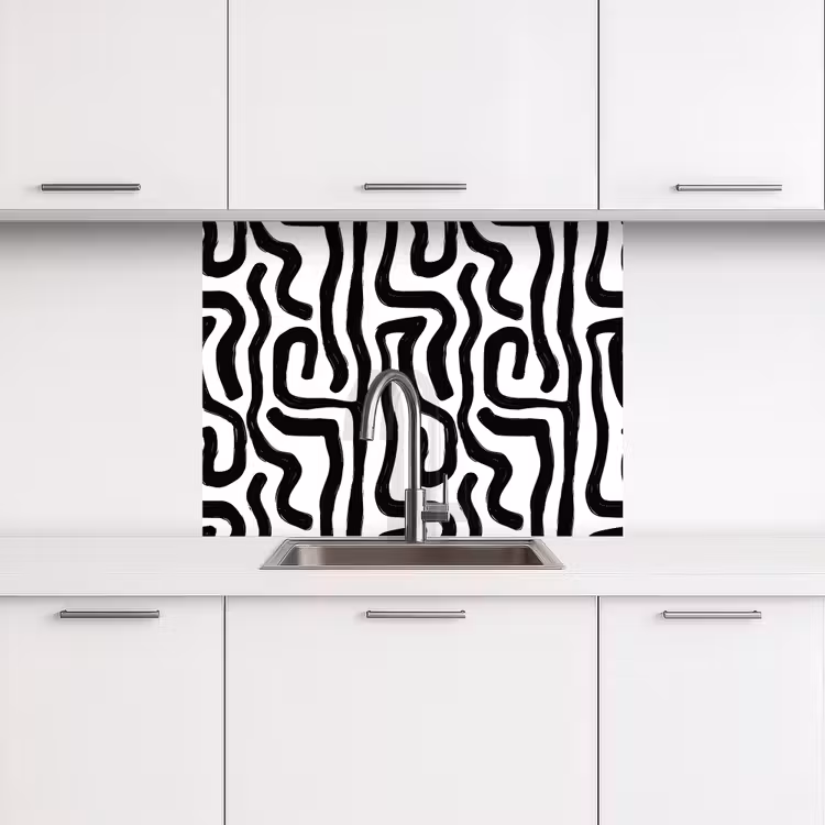 Crédence cuisine - Moderne - Lignes - Noir — 3