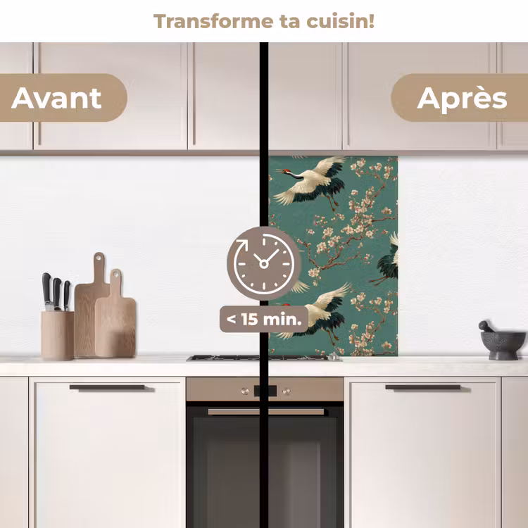 Crédence cuisine - Fleur de cerisier - Fleurs de maternité - Vert — 2