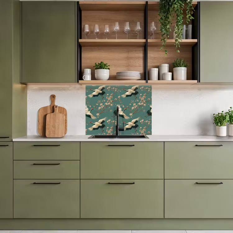 Crédence cuisine - Fleur de cerisier - Fleurs de maternité - Vert — 7