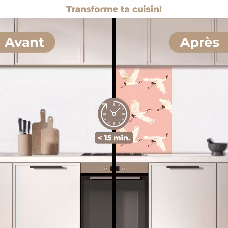 Crédence cuisine - Modern - Cranes - Pink — 2
