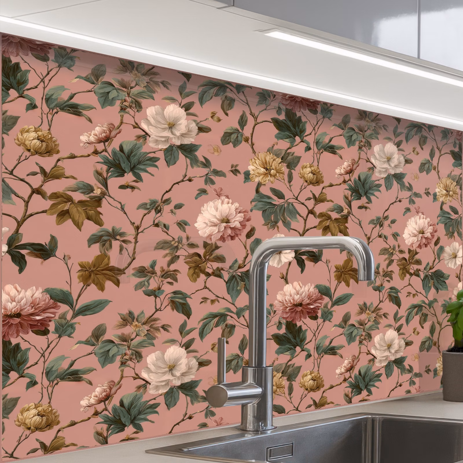 Crédence cuisine - Fleurs - Classique - Rose — 1