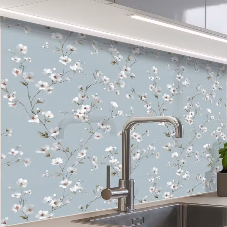 Crédence cuisine - Classique - Fleurs - Bleu — 1